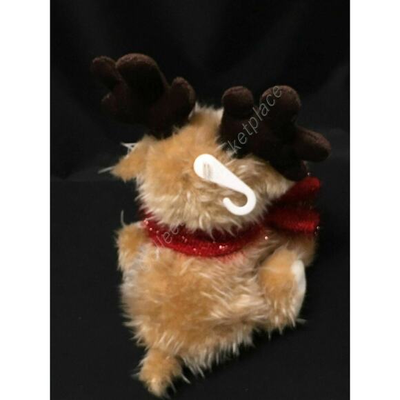 7" Sitting Dan Dee Shimmery Holiday Moose with Red Scarf - Picture 4 of 7